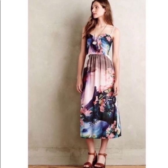 Corey Lynn Calter Anthro Watercolor Floral Dress - Picture 2 of 8